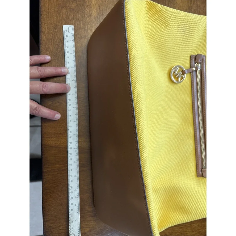 Michael Kors Jetset Bright Yellow Canvas With‎ Brown Trim